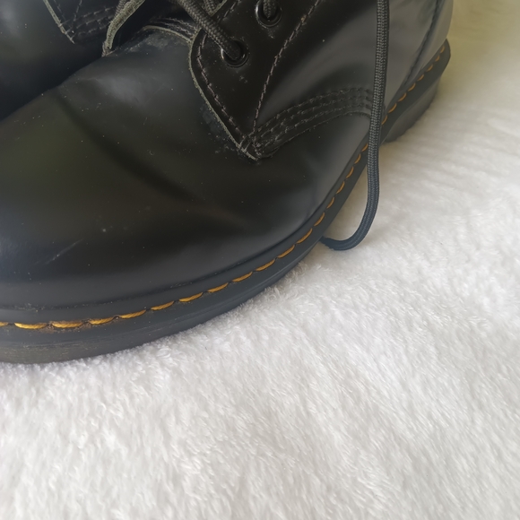 Dr. Martens used black ankle boots Sleek Black Lace-Up Combat Boots - Picture 3 of 10